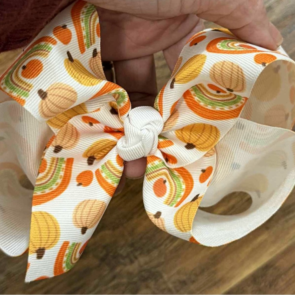 Colorful Pumpkin Print Hair Bow for Kids